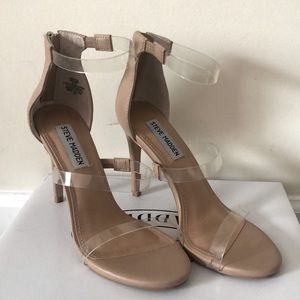 Steve Madden Clear/Nude Strappy Heels 6.5